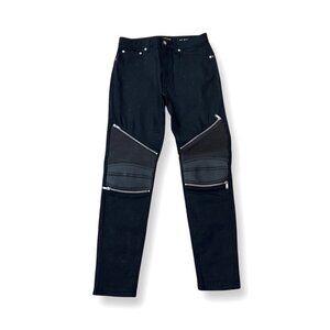Saint Laurent moto denim leather jeans size 30